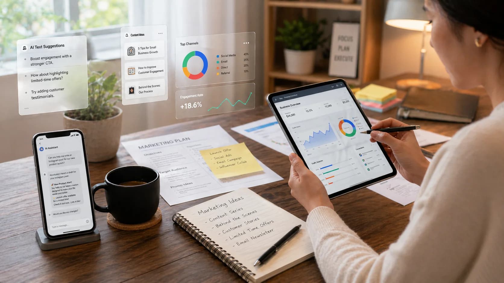 A high-quality AI expense management dashboard on a laptop with financial charts and budget tracking for startups.